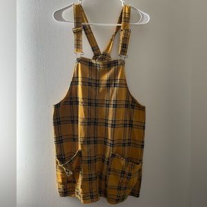 Size XXL yellow plaid overall dress